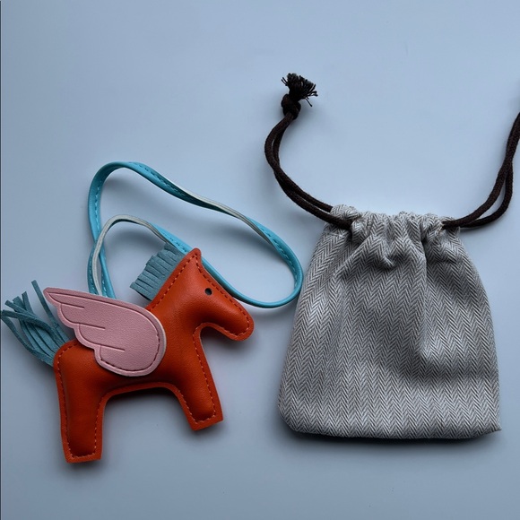 Winged Horse Bag Charm Orange and Pink - Picture 3 of 7